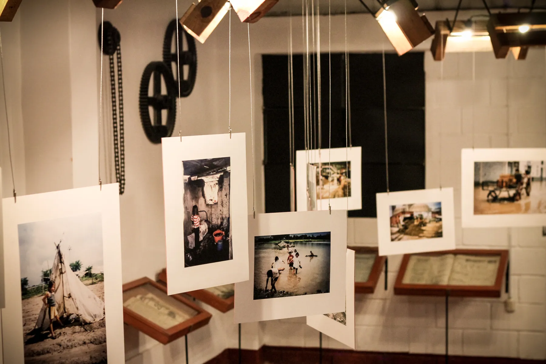 Photo of the images hanged in the gallery showing the layering effect created